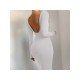  Sexy Pure Color Backless Women's Long Sleeve Dress