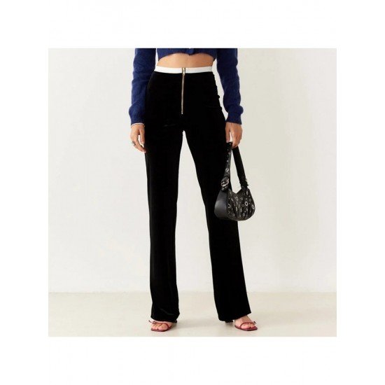 Zipper Up Zipper Black Bootcut Trousers