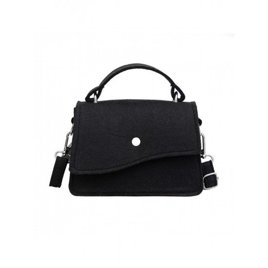 Easy Matching Black Hasp Felt Shoulder Bags