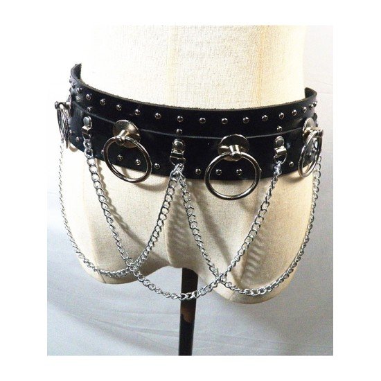 Riveted Metal Rings Wide Chain Belts For Women