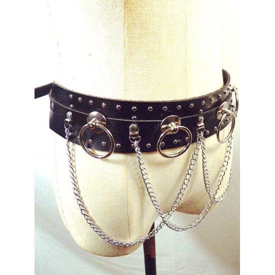 Riveted Metal Rings Wide Chain Belts For Women