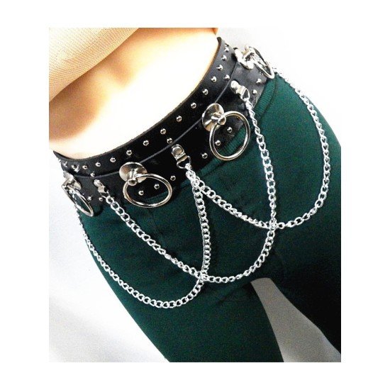 Riveted Metal Rings Wide Chain Belts For Women