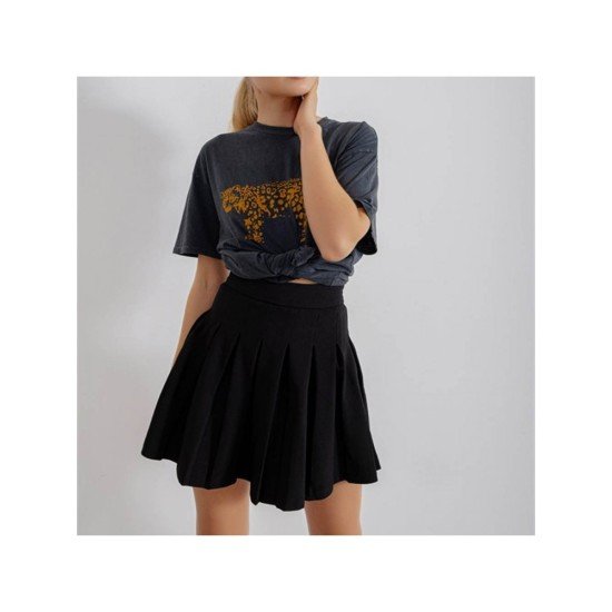 Preppy Style Solid Pleated Short Skirts