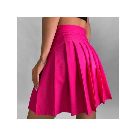 Preppy Style Solid Pleated Short Skirts