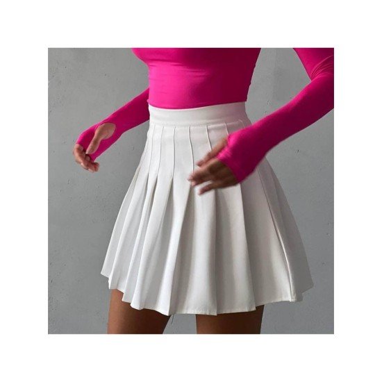 Preppy Style Solid Pleated Short Skirts