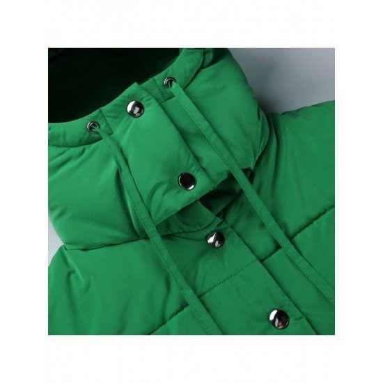  Winter Pure Color Hooded Women's Cotton Down Coats