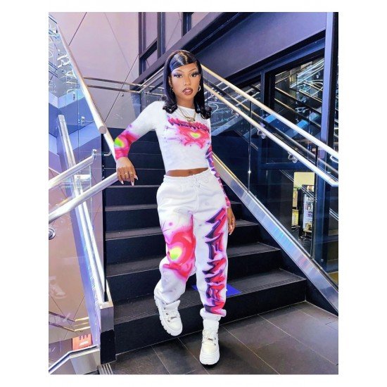 Hip Hop Printed Matching 2 Piece Jogger Sets