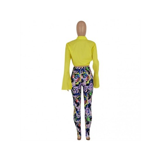 Printed Fall Matching 2 Piece Trouser Sets