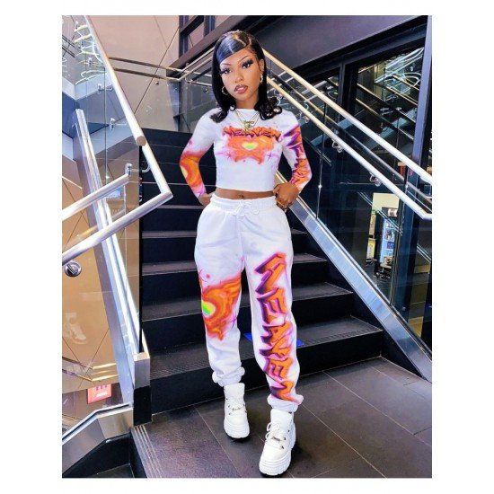 Hip Hop Printed Matching 2 Piece Jogger Sets