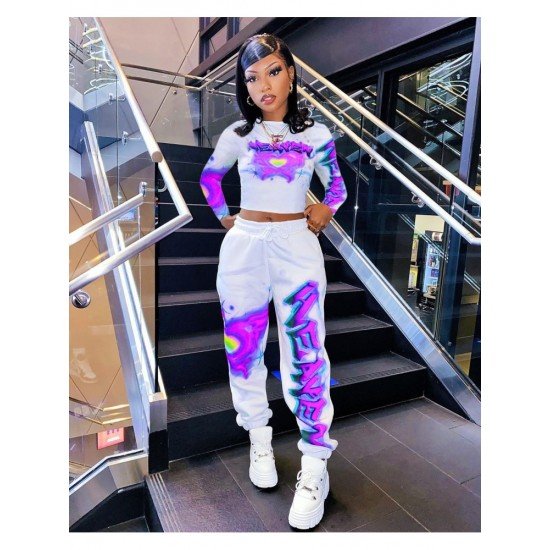 Hip Hop Printed Matching 2 Piece Jogger Sets