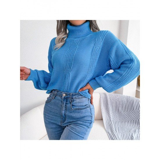  Turtle Neck Pure Color Solid Ladies Sweaters