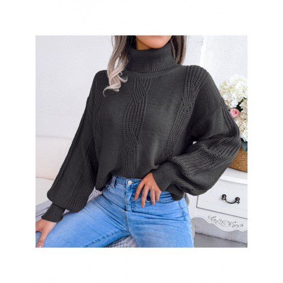  Turtle Neck Pure Color Solid Ladies Sweaters