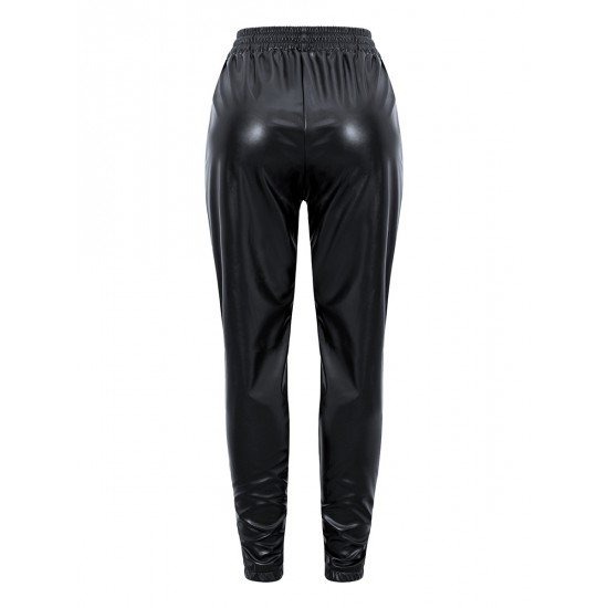  Fashion Versatile PU Pure Color Women's Pants