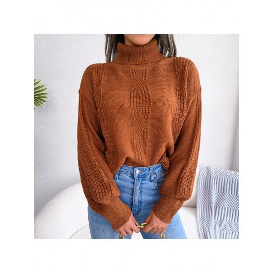  Turtle Neck Pure Color Solid Ladies Sweaters