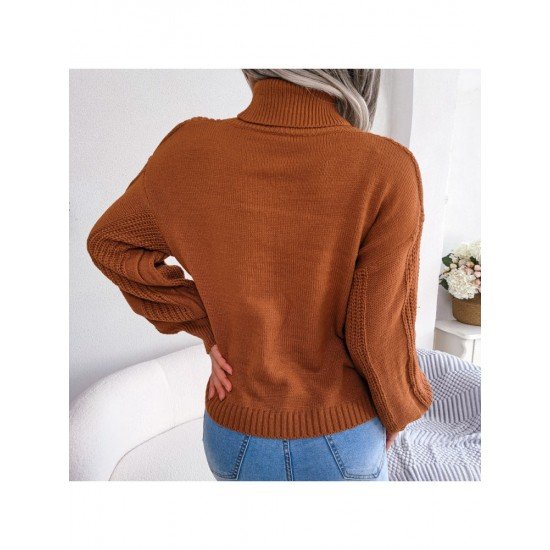  Turtle Neck Pure Color Solid Ladies Sweaters