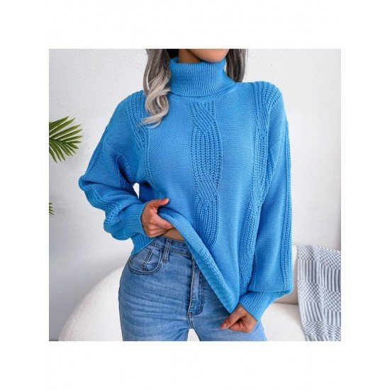  Turtle Neck Pure Color Solid Ladies Sweaters