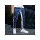  Summer Drawstring Contrast Color Zipper Men's Casual Pants