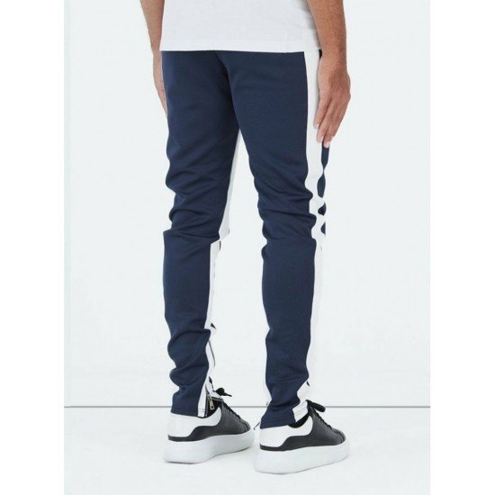  Summer Drawstring Contrast Color Zipper Men's Casual Pants