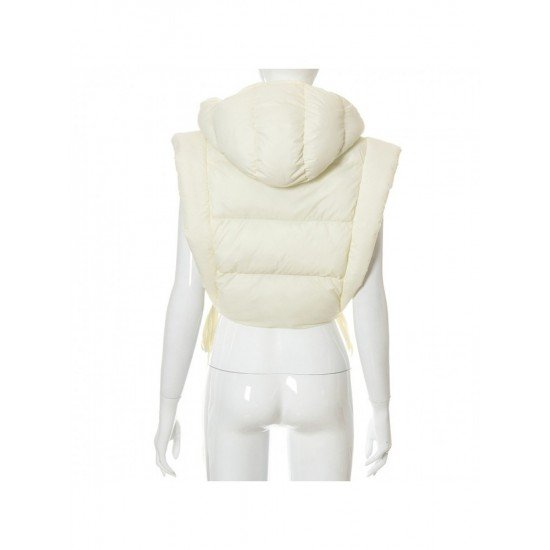 Designer Tie Wrap Solid Cropped Sleeveless Down Coats