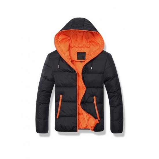 Fashion Solid Zipper Mens Winter Coats