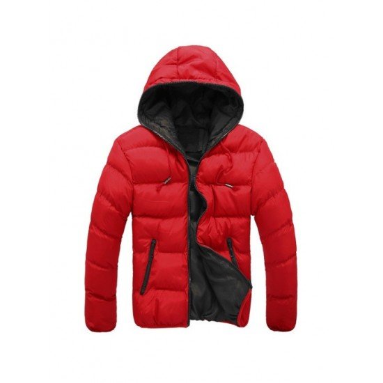 Fashion Solid Zipper Mens Winter Coats