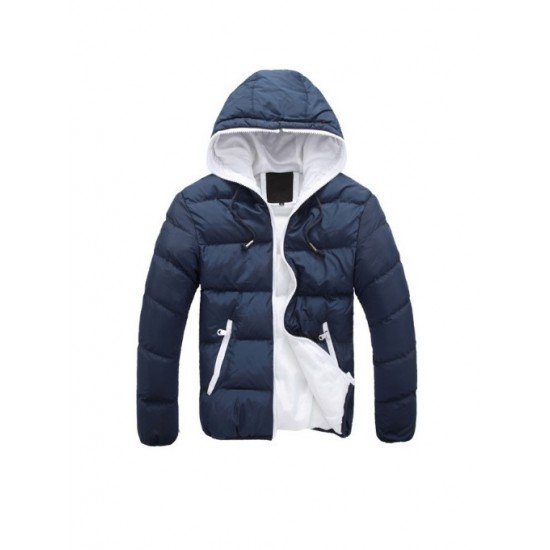 Fashion Solid Zipper Mens Winter Coats