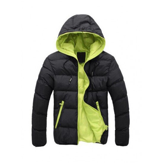 Fashion Solid Zipper Mens Winter Coats