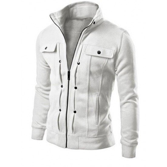 Fashion Solid Zipper Mens Winter Coats