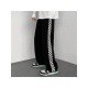 Loose Grid Black Sports Jogger Trousers For Women