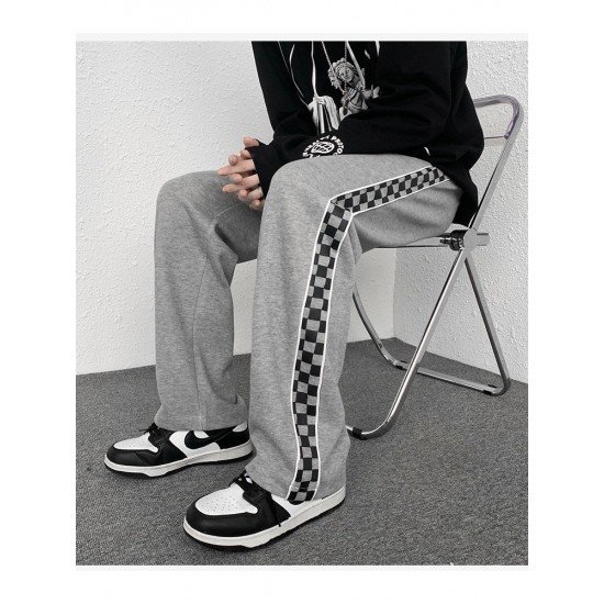 Loose Grid Black Sports Jogger Trousers For Women