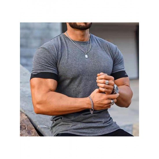 Casual Contrast Color Short Sleeve Tee Shirts For Men