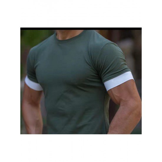 Casual Contrast Color Short Sleeve Tee Shirts For Men