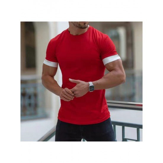 Casual Contrast Color Short Sleeve Tee Shirts For Men