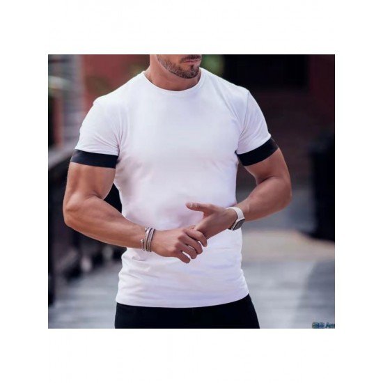 Casual Contrast Color Short Sleeve Tee Shirts For Men