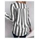  Casual Deep V-Neck Striped Women's Long Sleeve Shirt