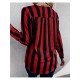  Casual Deep V-Neck Striped Women's Long Sleeve Shirt