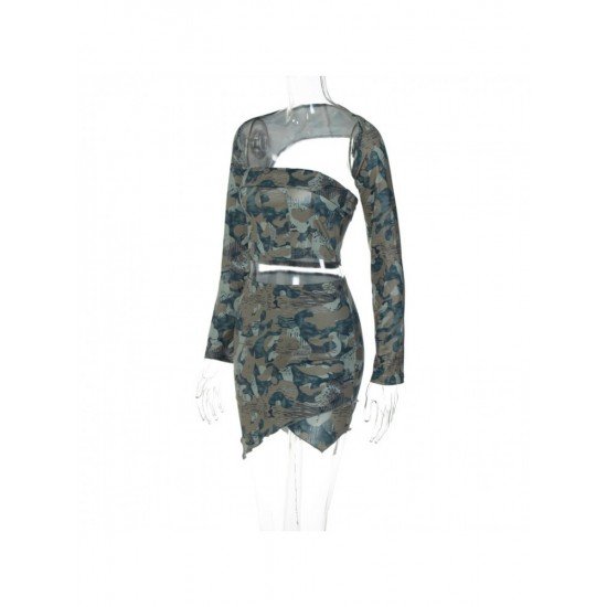  2022 Camouflage Shawl Wrap Women's Skirt Three-Piece