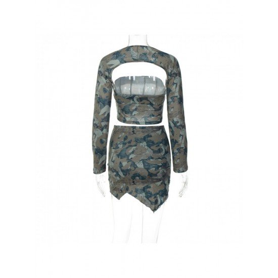  2022 Camouflage Shawl Wrap Women's Skirt Three-Piece