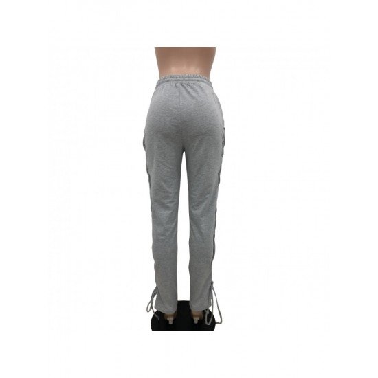 Tie Wrap Design Sports Drawstring Trousers