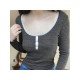 Fall Slim Fit Long Sleeve Scoop Neck Tops