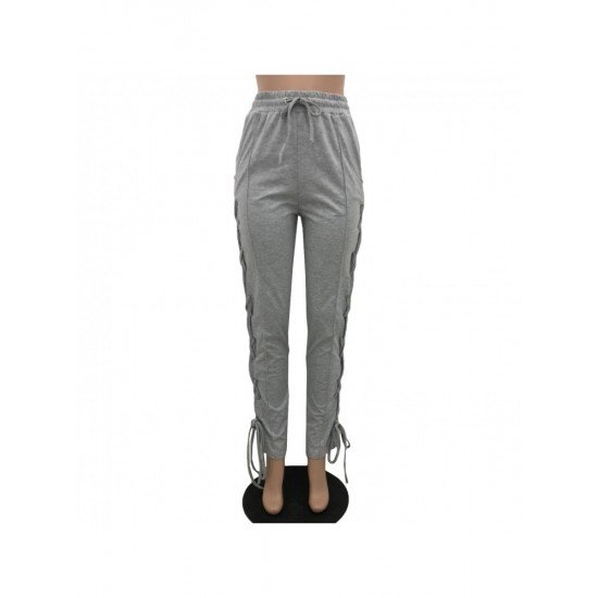 Tie Wrap Design Sports Drawstring Trousers