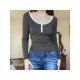 Fall Slim Fit Long Sleeve Scoop Neck Tops