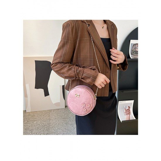  PU Pure Color Round Shoulder Bag