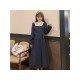  Pure Color Square Collar Women's Long Sleeve Dress