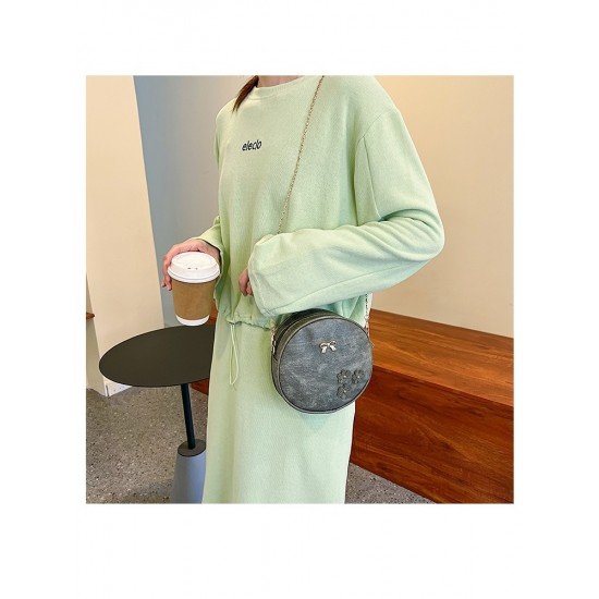  PU Pure Color Round Shoulder Bag