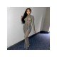 Hot Drilling Gauze Long Sleeve Maxi Dress