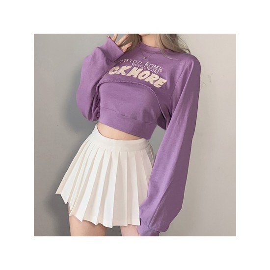 Letter Cropped Tank Hoodies 2 Piece Top Sets