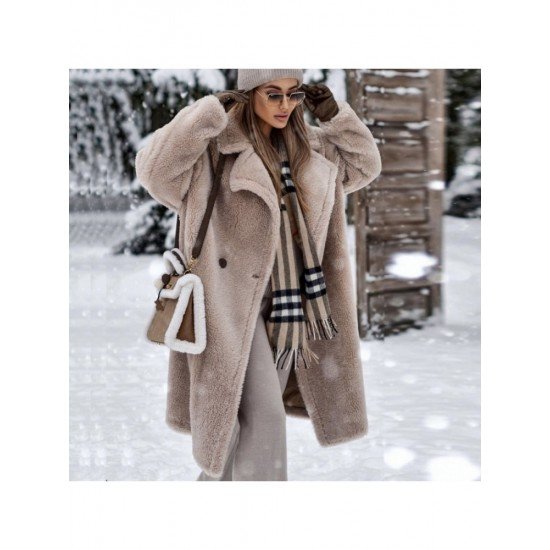  Winter Pure Color Plush Lambswool Coats