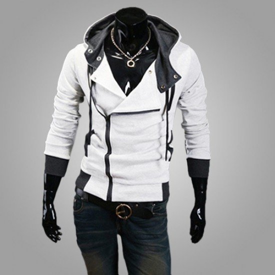  Casual Hooded Zipper Men's Long Sleeve Sweater