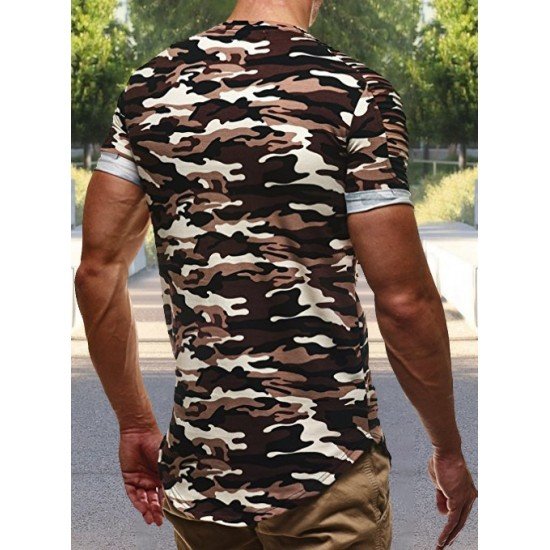  Men's Camouflage Sports Workout Short Sleeve T-Shirt